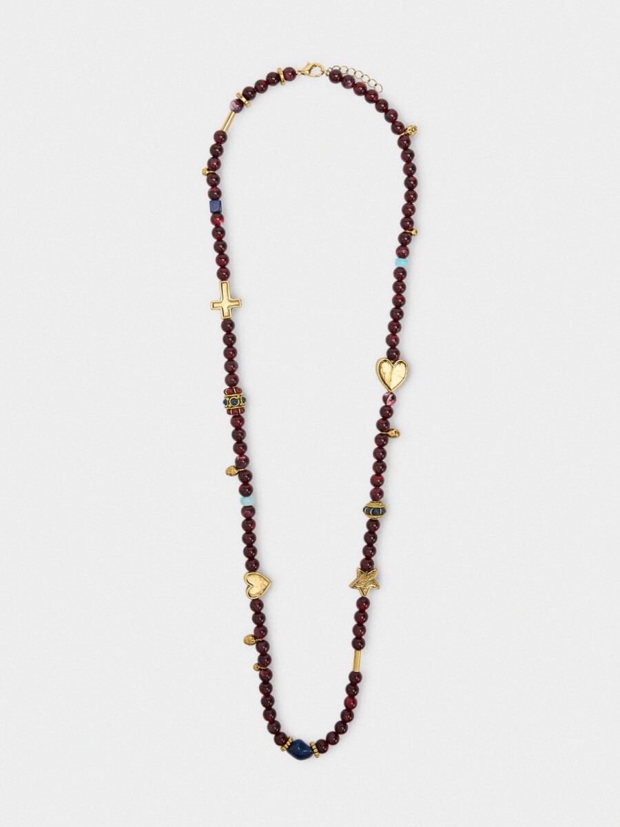 Collar Largo De Cuentas Con Colgantes multicolor