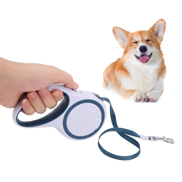 Correa Extensible 3 Mts Retractil Hasta 15Kg Perro Mediano Variante Color Blanco Azul