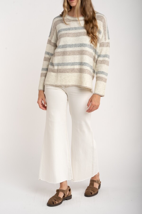Sweater Rayado Gris Melange