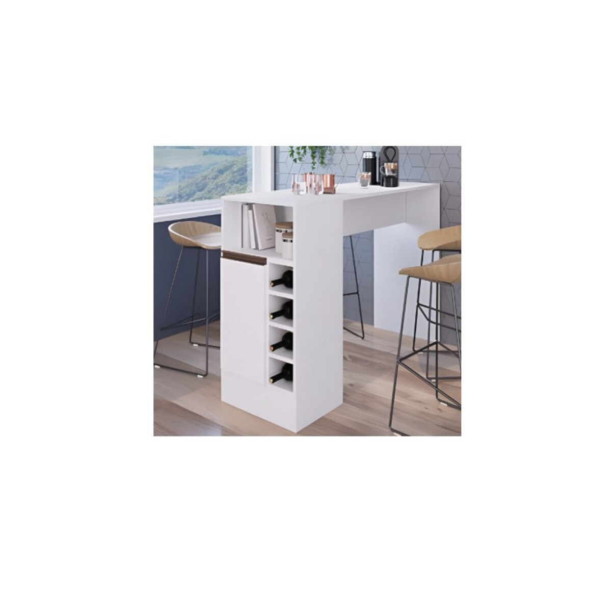 MESA COMPLEMENTO GOURMET CON PUERTA 1 ESTANTE ARTECAS BLANCO 