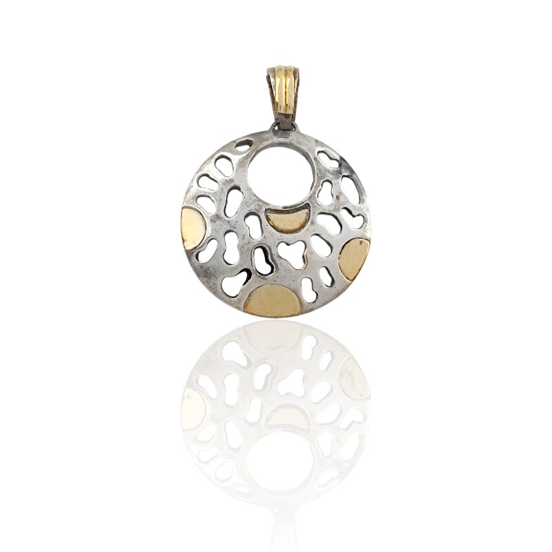 Dije Colgante Círculo-Plata 925 y Oro- Sin piedra- CP5072 sinpiedra