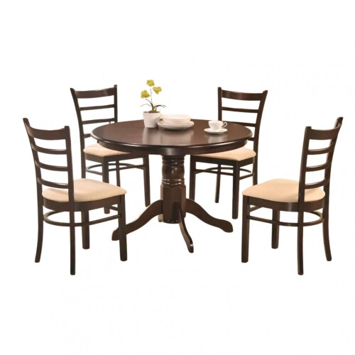 Juego De Comedor Mesa Redonda + 4 Sillas Iris Oscuro