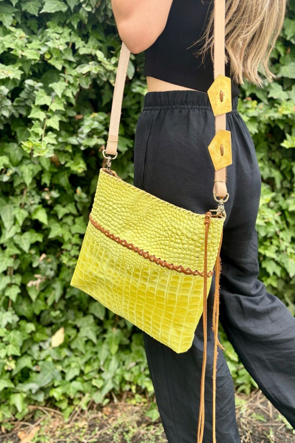 Jewel Envelope Bag Crocco Pistacho
