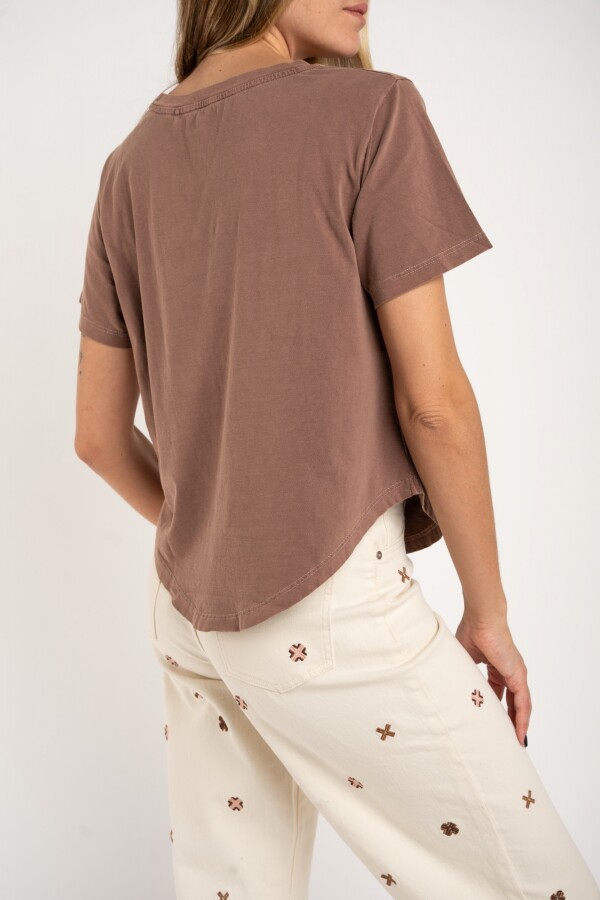 Remera Algodon Lavado Marron
