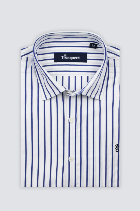 Camisa de Hombre Premium Cuello s/Botones Raya Azul 2