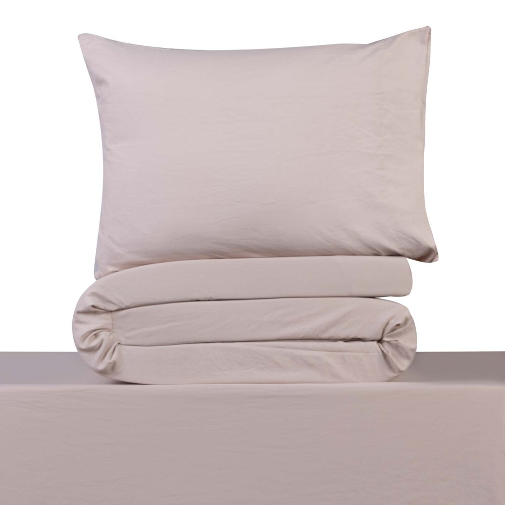 JUEGO DE SABANAS 1 PLAZA POLIESTER NATURAL-BEIGE PREWASHED AVENA