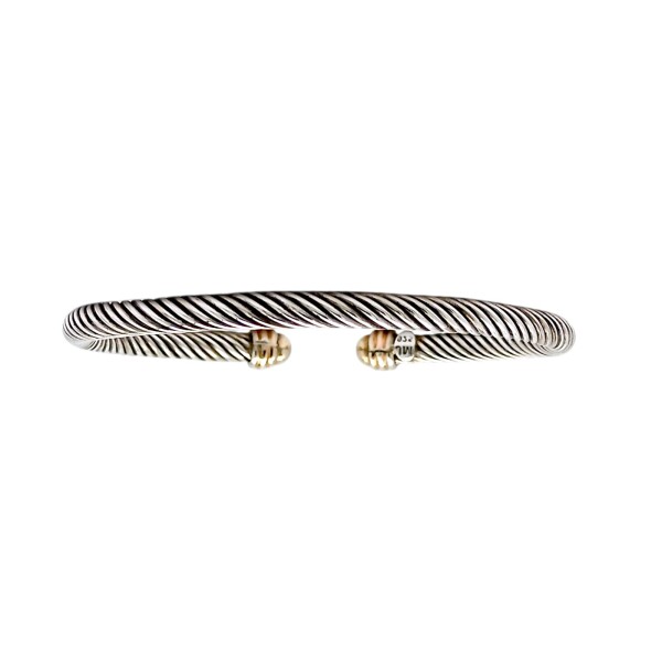 Brazalete Torneado-Plata y Oro-Sin piedra- BR5004 sinpiedra