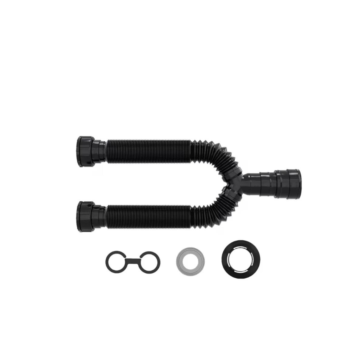 Sifón Extensible Doble Negro Universal Blukit 70 Cm 