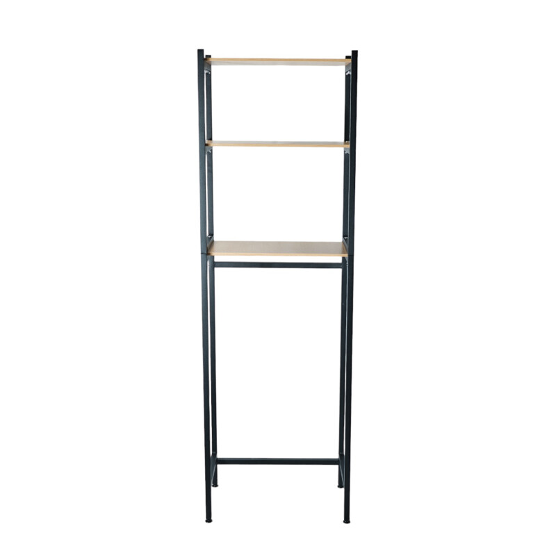 Mueble Hierro y Madera Organizador Rack baño sobre inodoro Negro