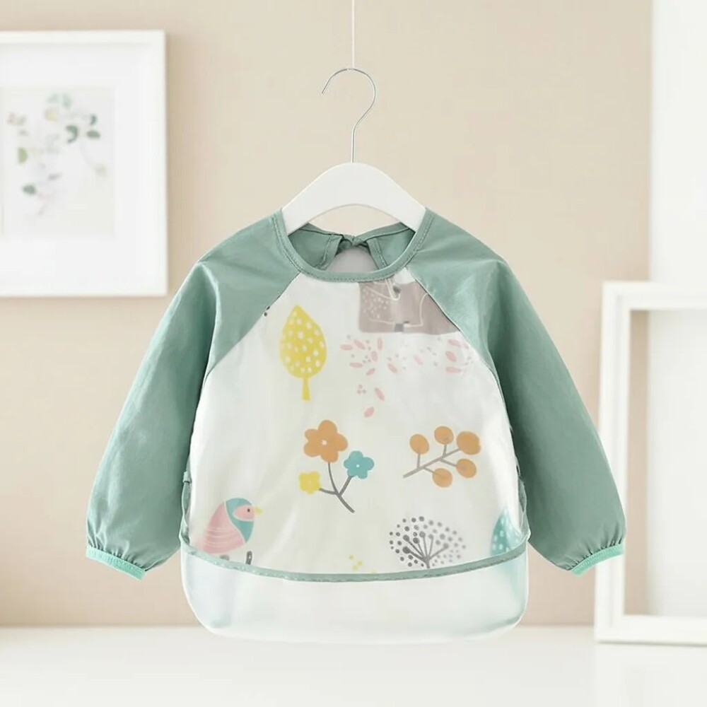 Babero con manga Little Ones forest verde