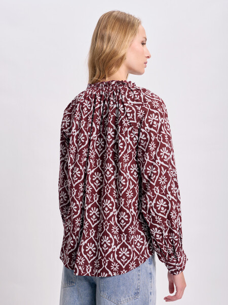 Blusa boho estampada Bordó