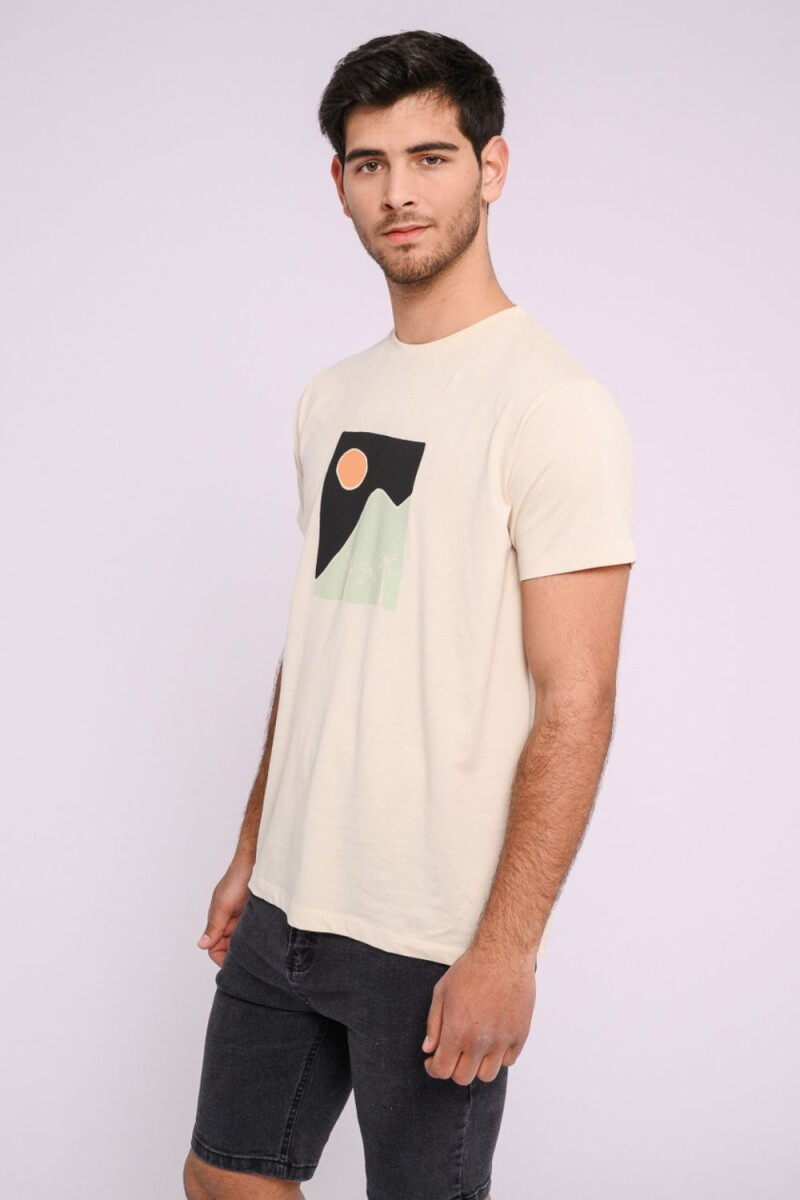 Remera estampada Beige