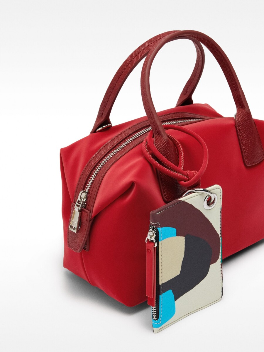 Bolso Tote Textura Suave Con Colgante rojo