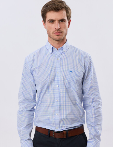 CAMISA CUADROS Celeste