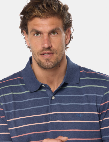 REMERA POLO RAYADA Azul