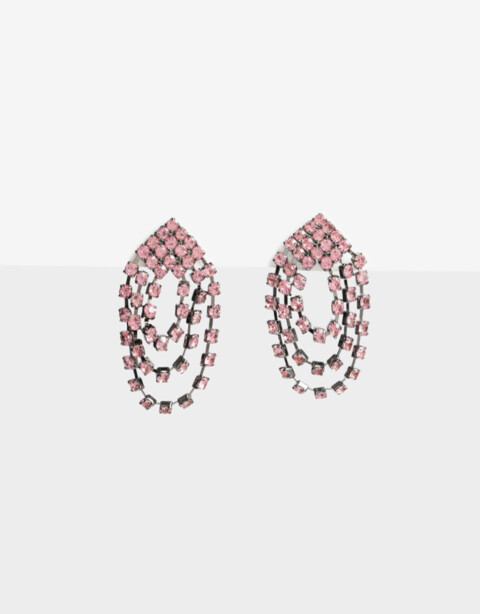 Aros Colgantes Cortos Strass Aros Cortos De Strass - Negro