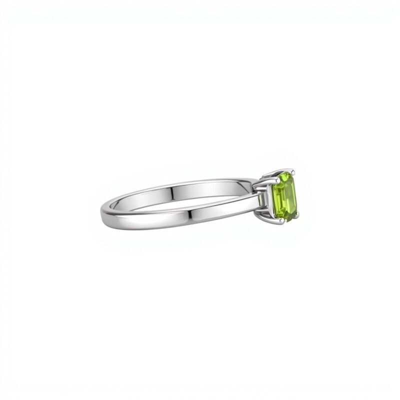 Anillo Cuadrado-Plata rodinada-Piedra Peridoto-AN2023 conpiedra
