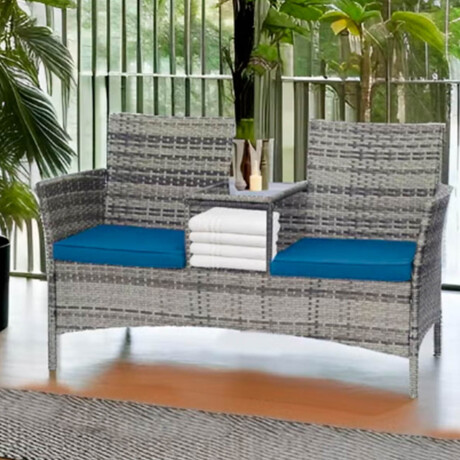 Sillón Ratán Jardín 2p C/Mesita Almohadones Patio Sillón Ratán Jardín 2p C/Mesita Almohadones Patio