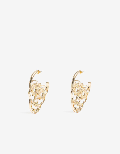 Aros Argollas Halloween Argolla Calavera Halloween - Dorado