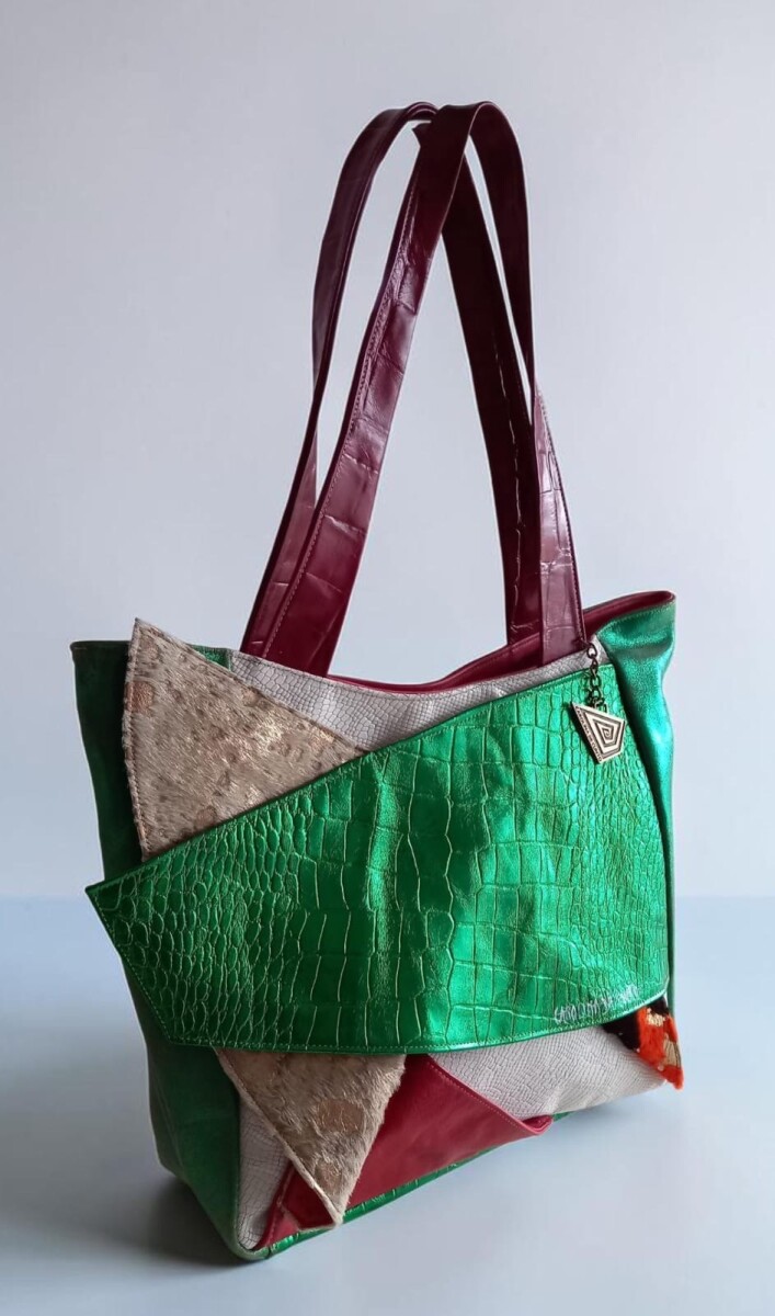 Cartera De Cuero Prisma Combinada Verde 