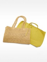 Bolso Shopper Efecto Rafia Con Detalle Trenzado natural