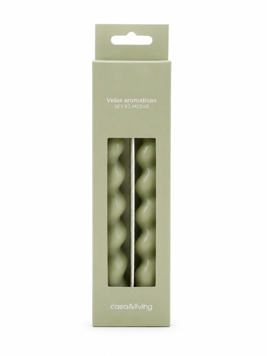 VELA CILINDRICA TORNEADA SET X 2 - VERDE 