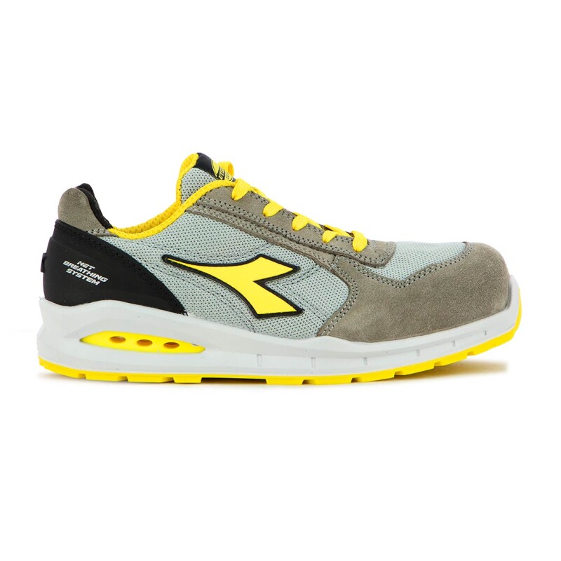 DIADORA Safety Shoes UPPER PU OUTSOLE RUN NET AB LOW S1PS FO SR Gris-Plateado