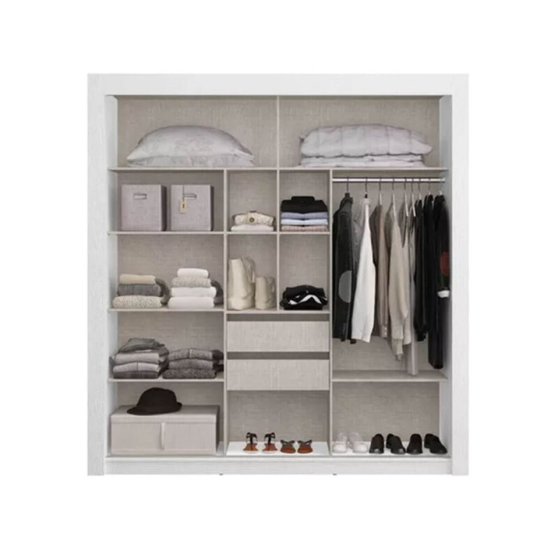 Armario Ropero 3 Puertas Corredizas 2 Cajones Con Espejo Blanco Armario Ropero 3 Puertas Corredizas 2 Cajones Con Espejo Blanco