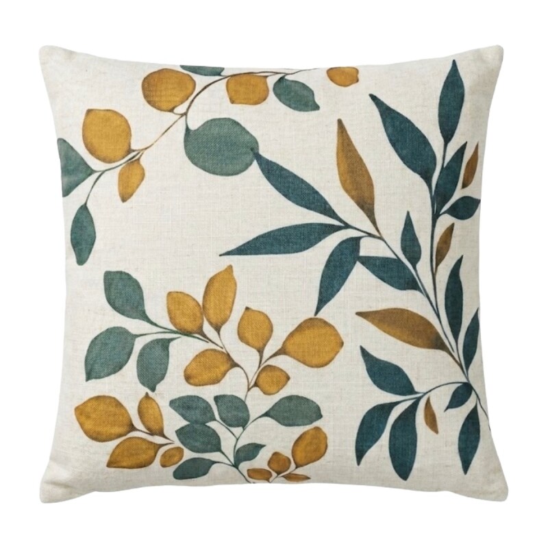 COJIN CUAD BEIGE ESTAMP HOJAS 45X45CM Unica
