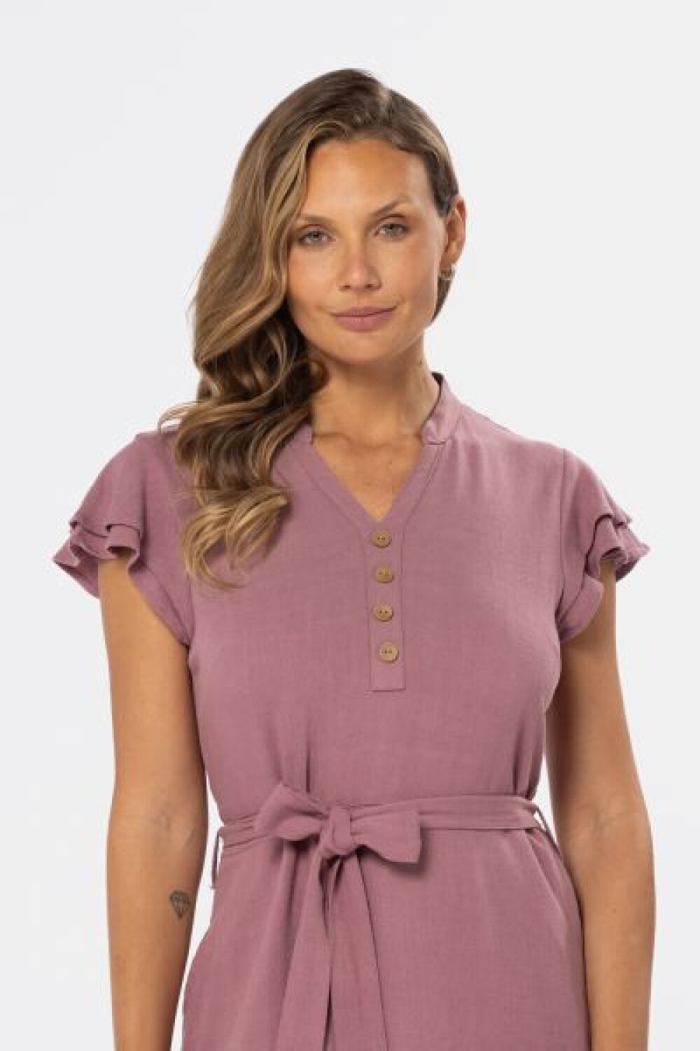 VESTIDO DE LINO Rosado