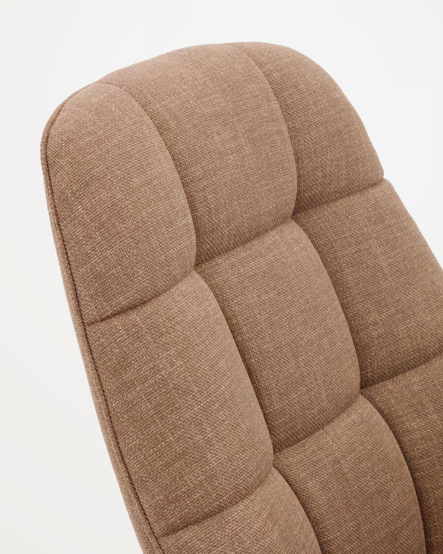 Butaca giratoria Jaspe beige y metal con marrón claro y metal con acabado gris FSC 100%