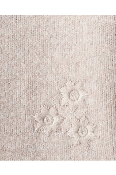 Buzo de punto, beige, bordado floral Sin color