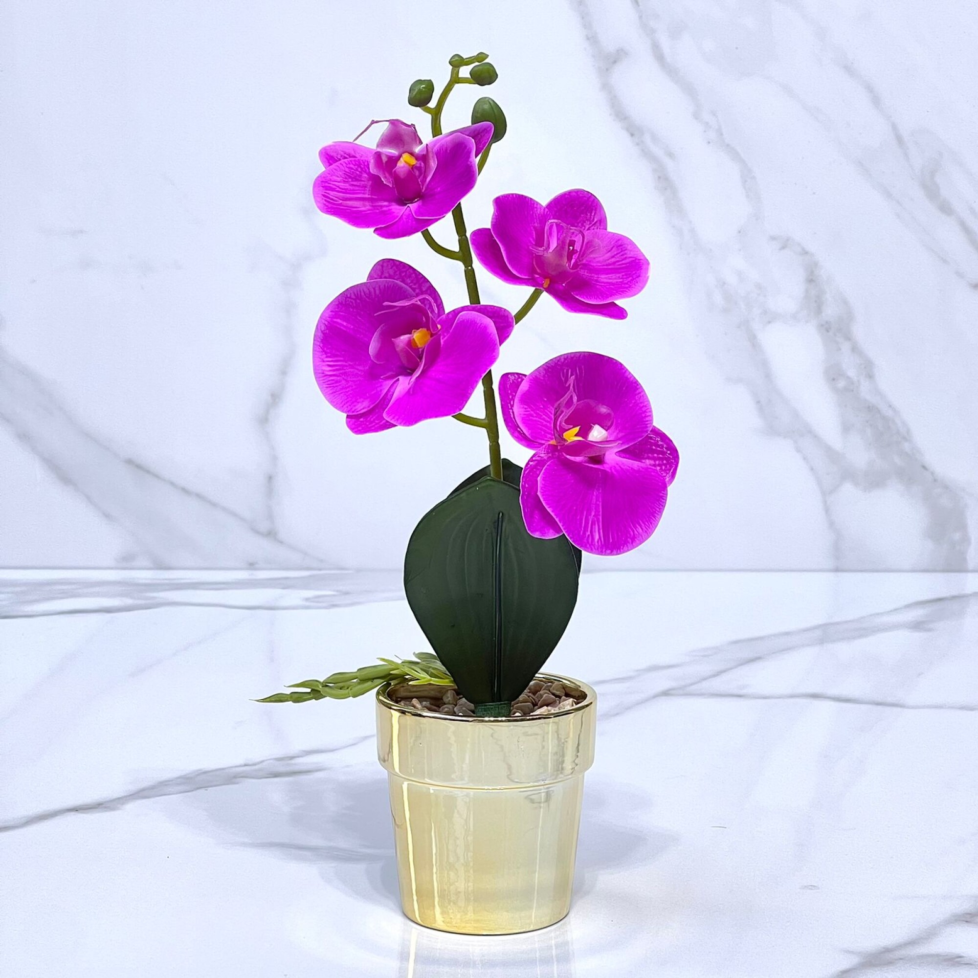 Planta Orquídea Artificial Maceta Cerámica Alto 33cm — El Capitán