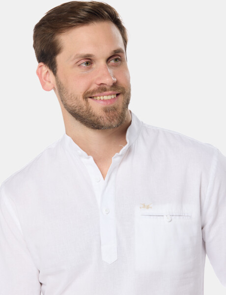CAMISA DE LINO CUELLO MAO Blanco