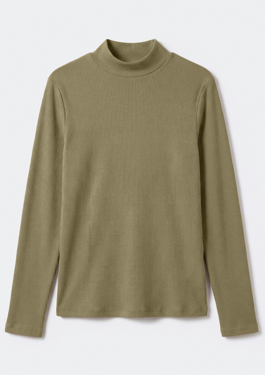 BLUSA DE CUELLO ALTO ACANALADO - VERDE 