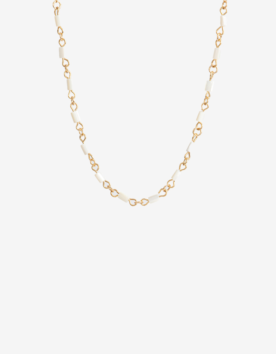 Collar Corto Metal Y Nácar 