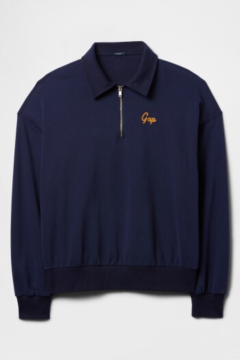Buzo Tipo Polo Medio Cierre Logo Gap Hombre Navy Uniform