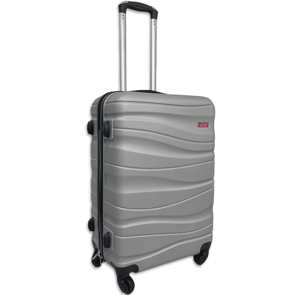 Valija Grande 4 Ruedas Rígida Mango Telescópico Plateado