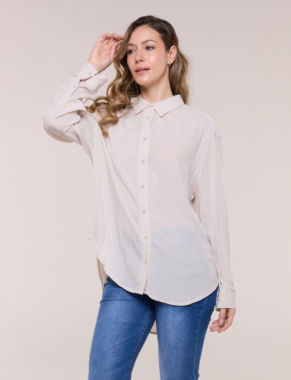 Camisa Holgada Texturad BEIGE