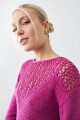 Sweater cinta calado fucsia
