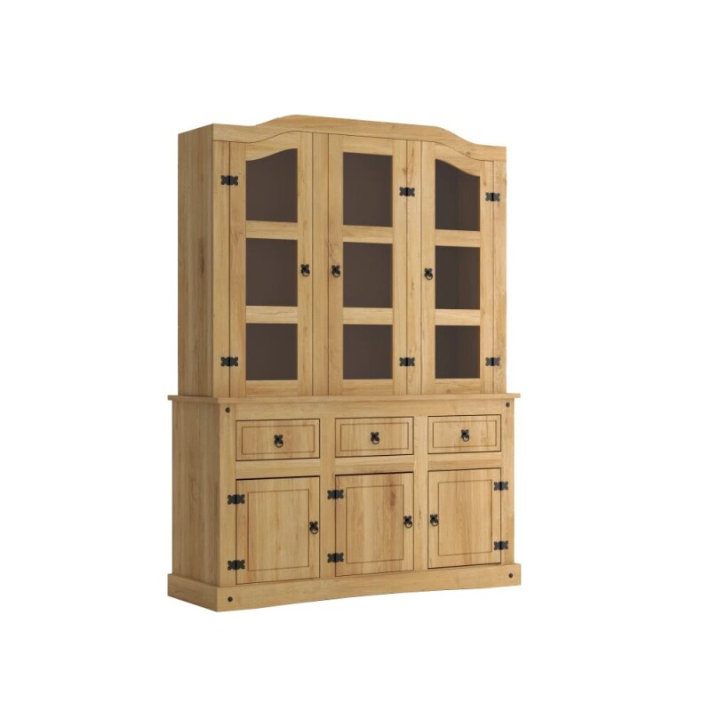 Cristalero Con Alzada Rustico 6 Puertas 3 Cajones Natural M Cristalero Con Alzada Rustico 6 Puertas 3 Cajones Natural M
