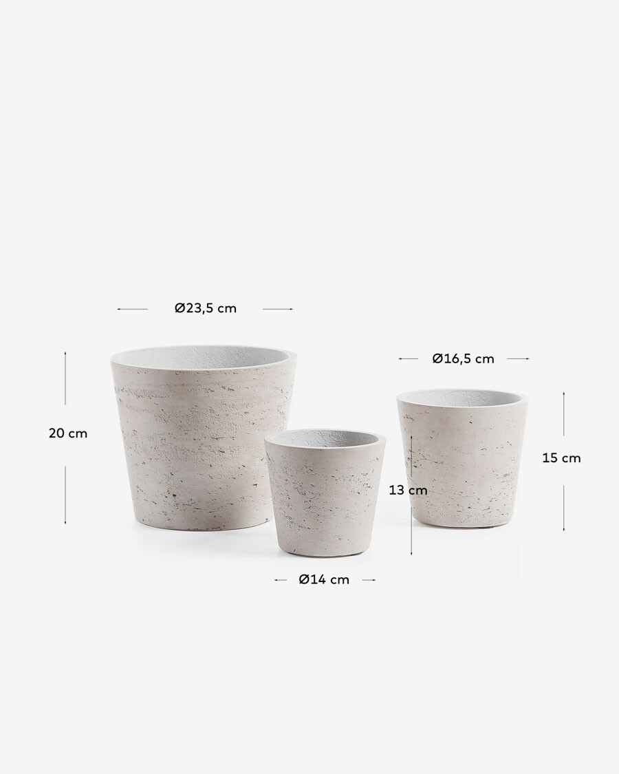 Set Low de 3 maceteros gris Ø 23,5 cm / Ø 16,5 cm / Ø 14 Set Low de 3 maceteros gris Ø 23,5 cm / Ø 16,5 cm / Ø 14