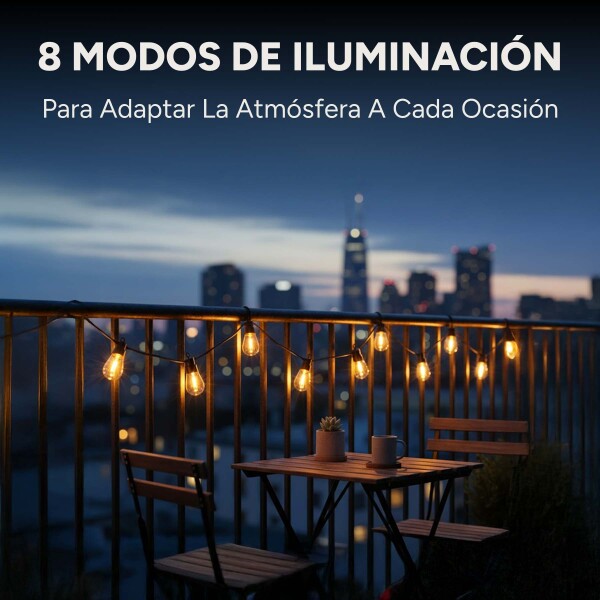 Guirnalda Guia De Luces Led Solar 6.5 Mts Luz Cálida Control Variante Calida