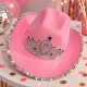 Gorro Cowboy Con Corona y Luz Rosa