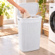 Cesto para ropa simil ratán con tapa 55 lts BLANCO
