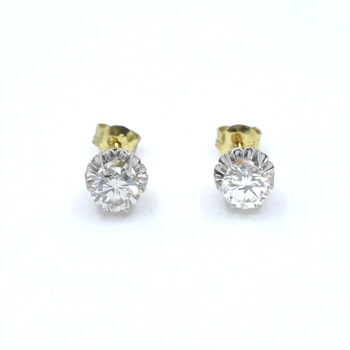 Caravanas Antiguas En Oro 18K Y Brillantes 