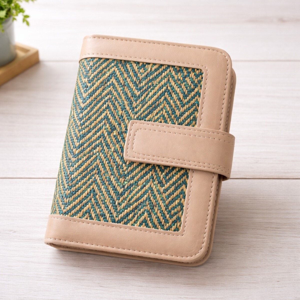 Billetera de Dama Tejida con Cierre - Celeste 