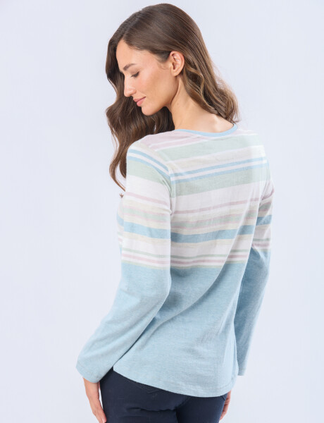 REMERA RAYADA DE ALGODÓN Pistacho