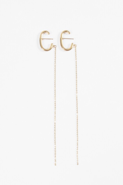 Aros acero con cadena dorado