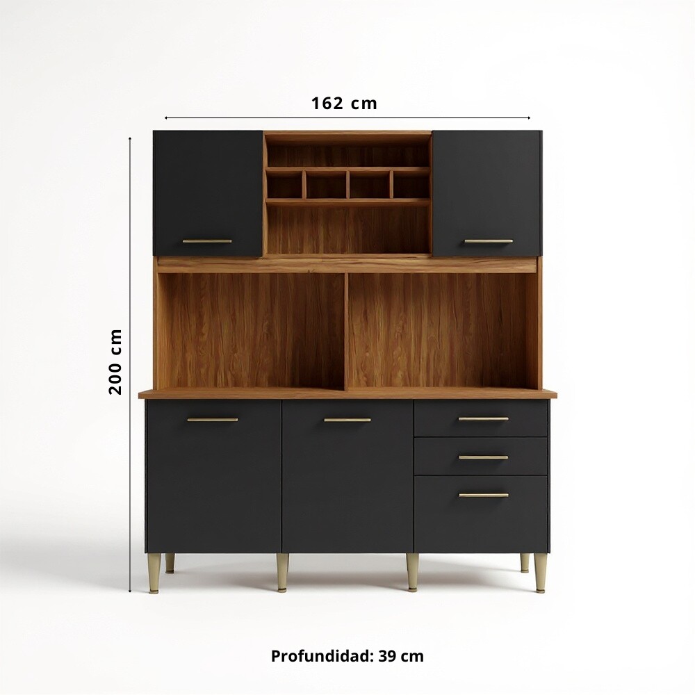 KIT DE COCINA ALACENA COMPACTA ARMARIO APARADOR - 5 PUERTAS 2 CAJONES KIT DE COCINA ALACENA COMPACTA ARMARIO APARADOR - 5 PUERTAS 2 CAJONES